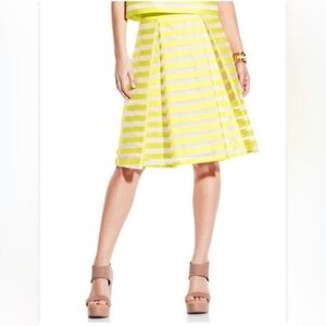 Vince Camuto Lemon Striped A-Line Skirt